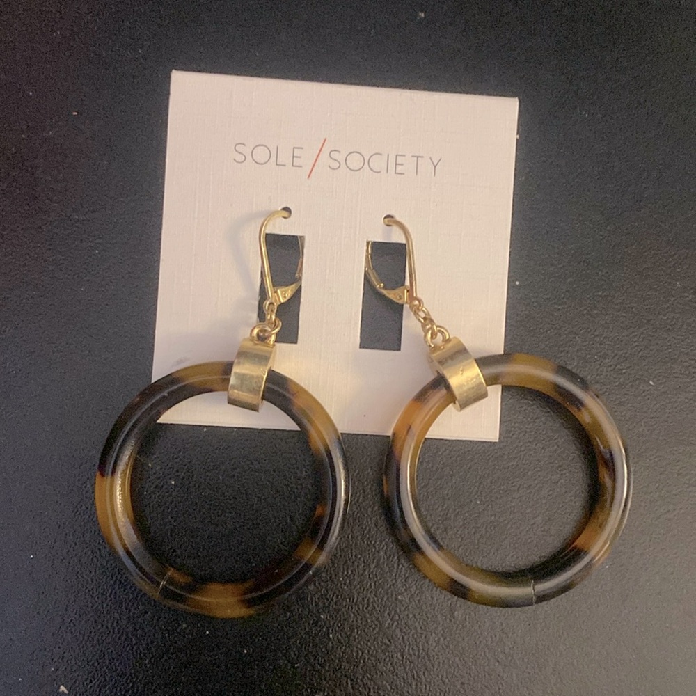 Sole Society Tortoise and Gold Earrings